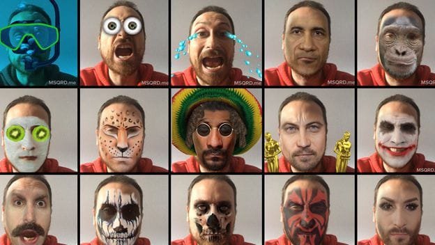 Muestra de las máscaras disponibles en MSQRD